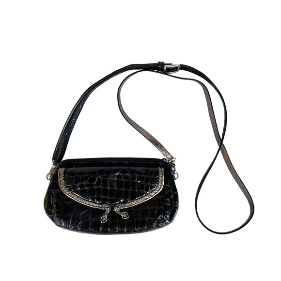 Brighton Bags Vintage Brighton Black Patent Leather Gator Print